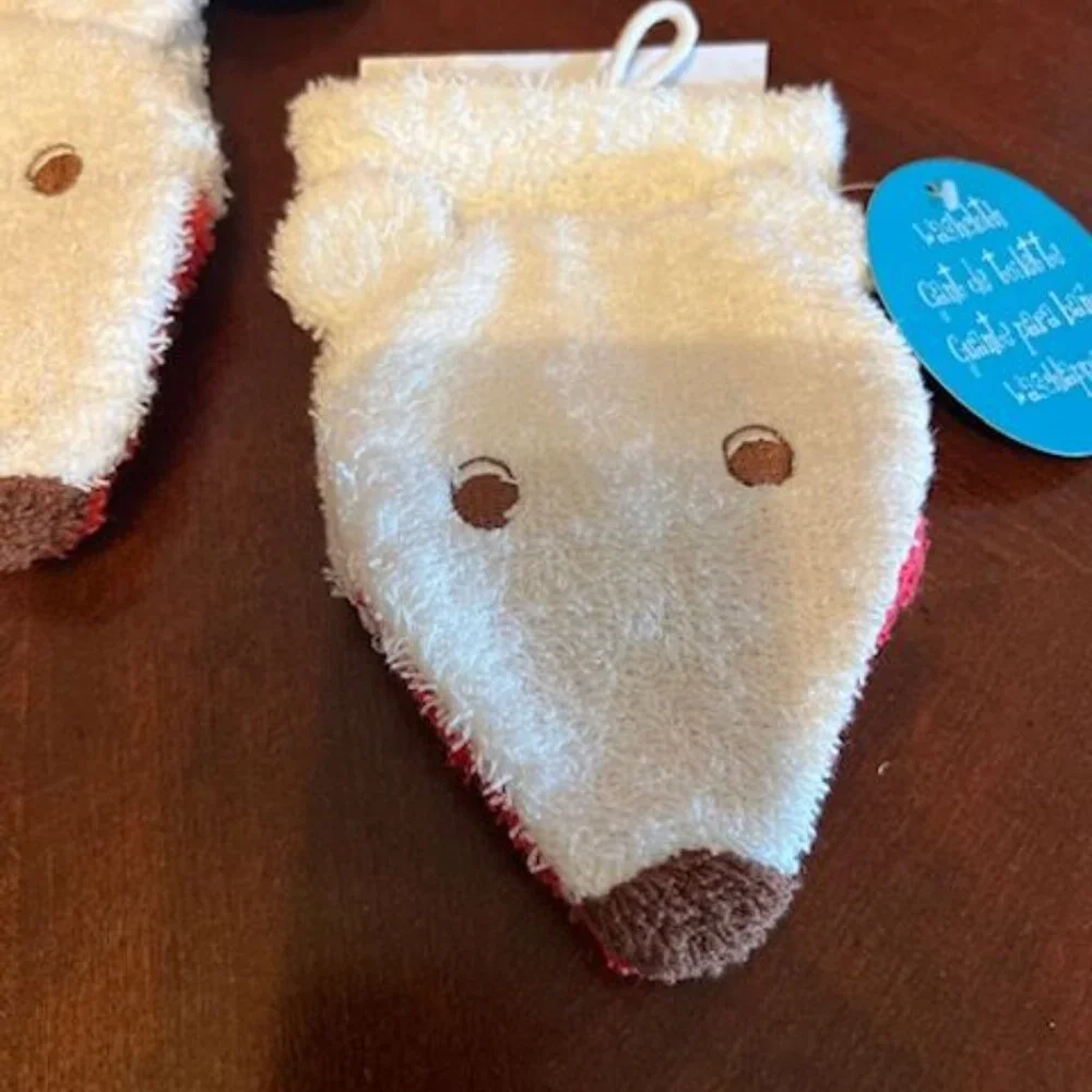 Set Of 3 Animal-Themed Terry Cloth Washcloth Mitts For Kids Bath‎ Time